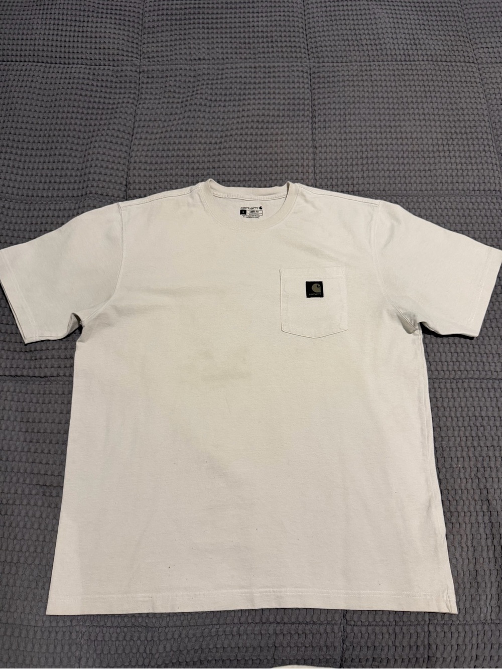 Carhartt Cream Short-Sleeve Pocket Tee with Logo Patch